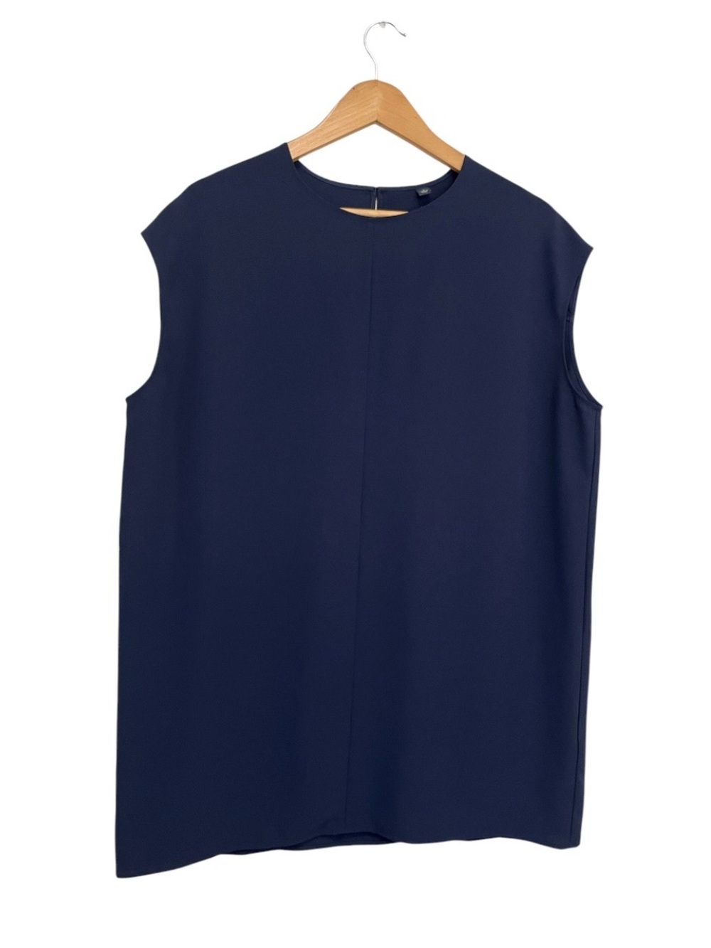 Uniqlo Crepe Navy Blue Loose Fit Sleeveless Tunic Top - Size L